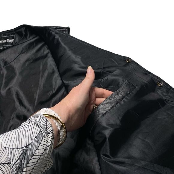Genuine Leather Patchwork Biker Vest Black Sz 3X - Picture 11 of 15